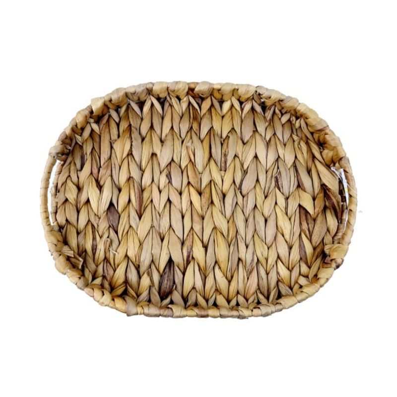 GENERICO - Bandeja Ovalada Trenzada Fibra Natural 36cm Vintage