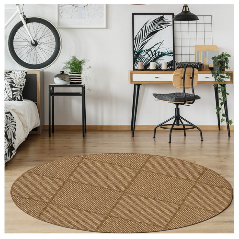 ILLUSIONS - Alfombra Sisal Natural Venus Redonda 200 cm diámetro Camel Café