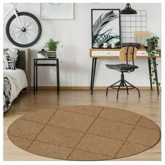 ILLUSIONS - Alfombra Sisal Natural Venus Redonda 200 cm diámetro Camel Café