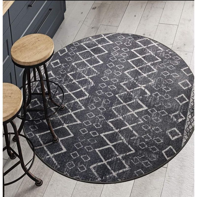 MROTTO - Alfombra Redonda Gris Con Goma Antideslizante 150 x 150 Cm