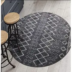 MROTTO - Alfombra Redonda Gris Con Goma Antideslizante 150 x 150 Cm