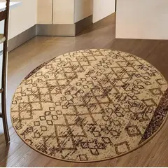 MROTTO - Alfombra Redonda Cafe Con Goma Antideslizante 150 x 150 Cm