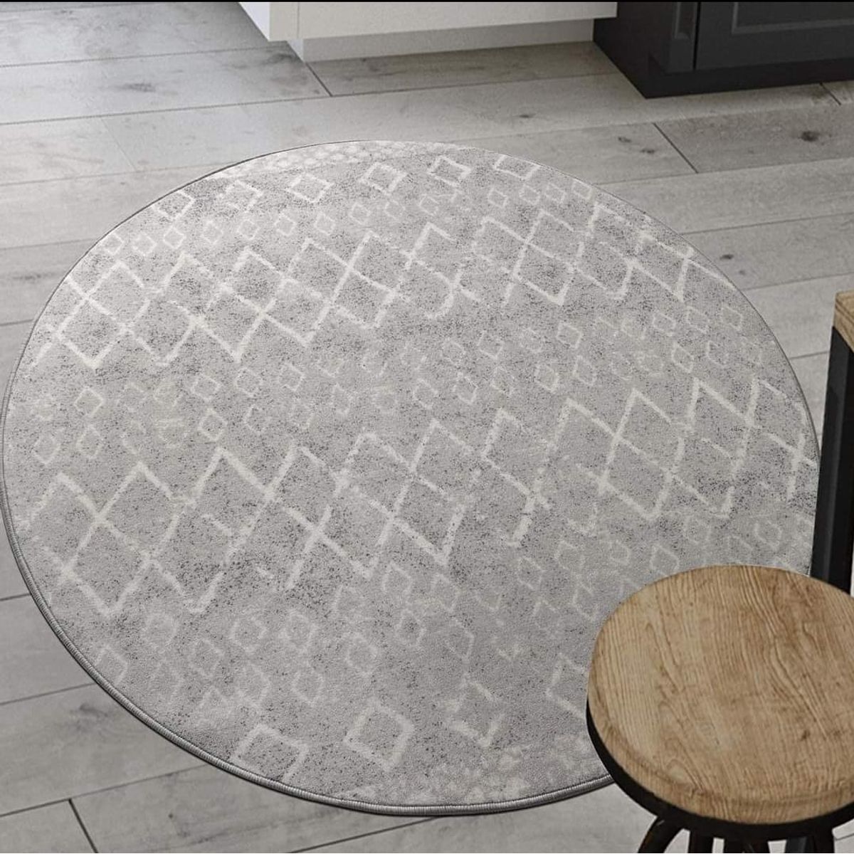 MROTTO - Alfombra Redonda Gris Con Goma Antideslizante 150 x150 Cm
