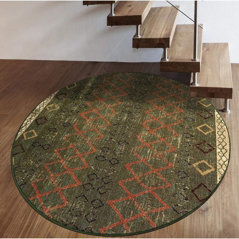 MROTTO - Alfombra Redonda Verde Con Goma Antideslizante 150 x150 Cm