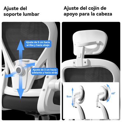 Imagen 2 del producto Silla Amia Ergonómica De Oficina Soporte Lumbar Ajustable Blanco