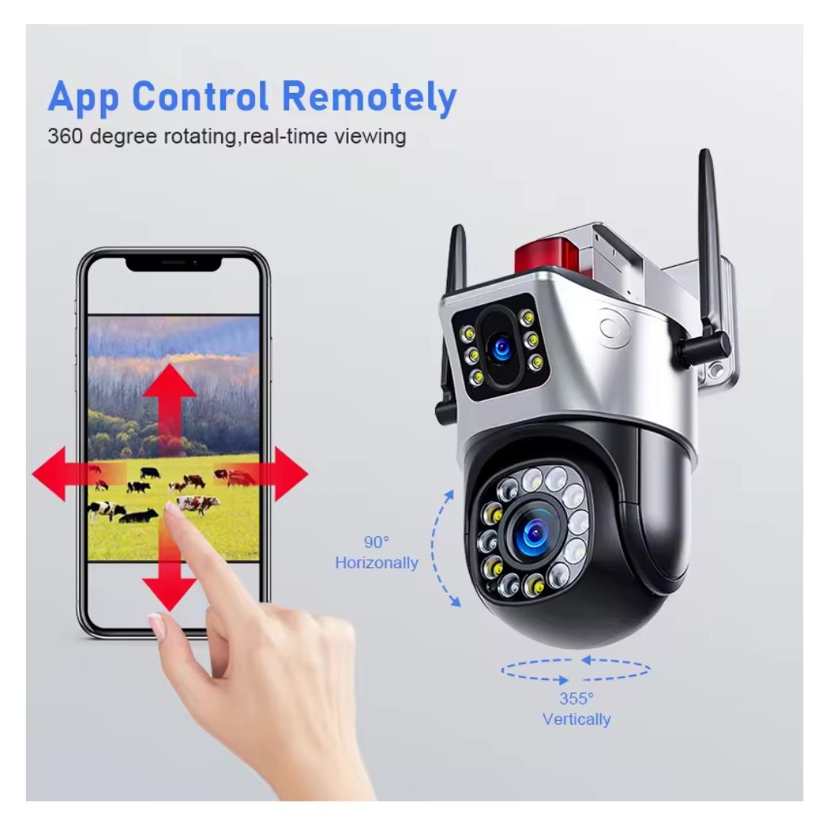 DOPA - Camara Exterior Seguridad Doble Vision Ip Wifi Dual Con Baliza Roja