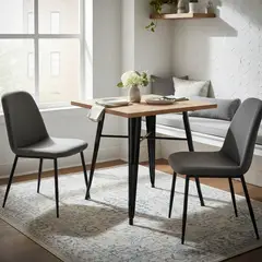 VENHOOUSE - Mesa Tolix Madera Natural 80x80cm