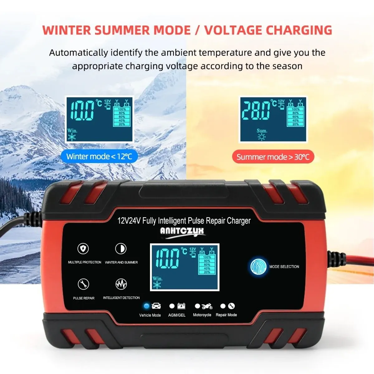 GENERICO - Cargador Batería Inteligente 12-24v 8a 150ah