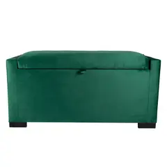 GENERICO - Banqueta Leyzy con Baúl Verde Botella Felpa 40X55X105 cm Máxima Design