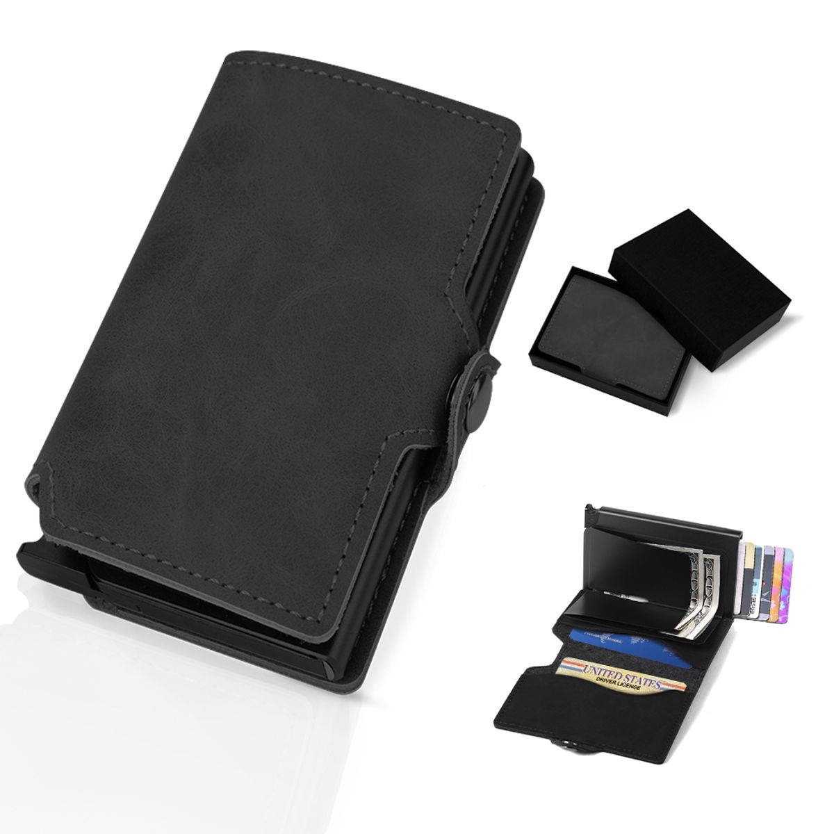 SLOWTON - Billetera Tarjetero Cuero Hombre Minimalista Con Rfid