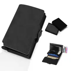 LUKOVEE - Billetera Tarjetero Cuero Hombre Minimalista Con Rfid