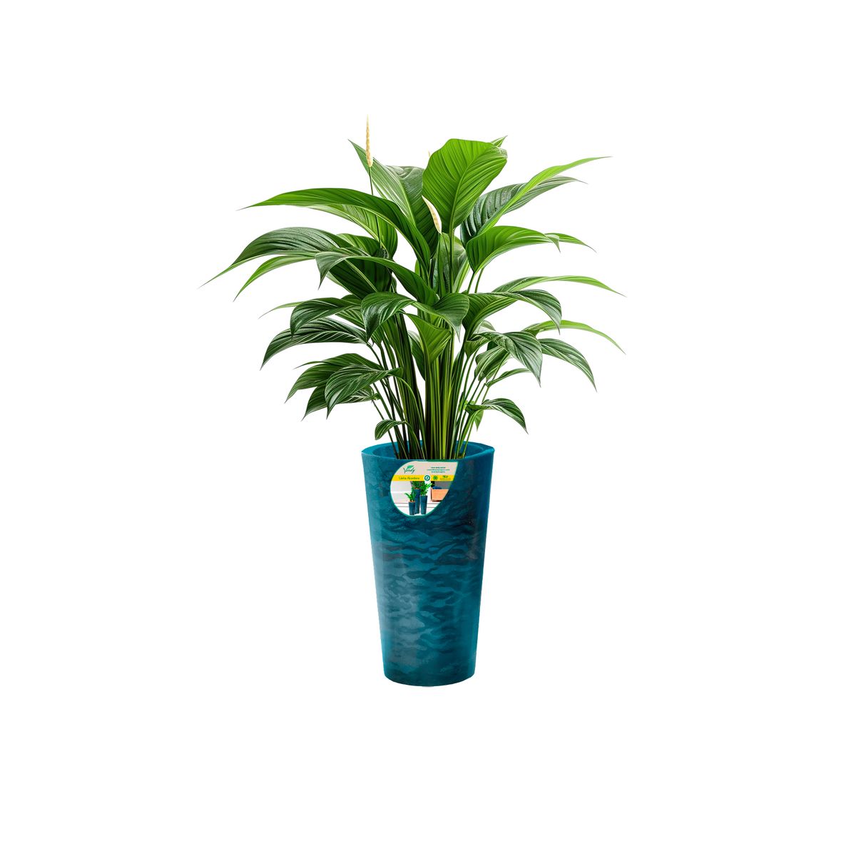 VERDY - Maceta Alcántara Azul Índigo 24x50cms Efecto Marmoleado