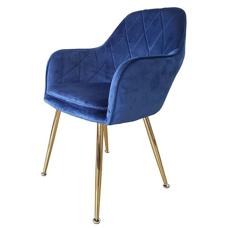 GENERICO - SITIAL POLTRONA LUX AZUL PATAS DORADAS.