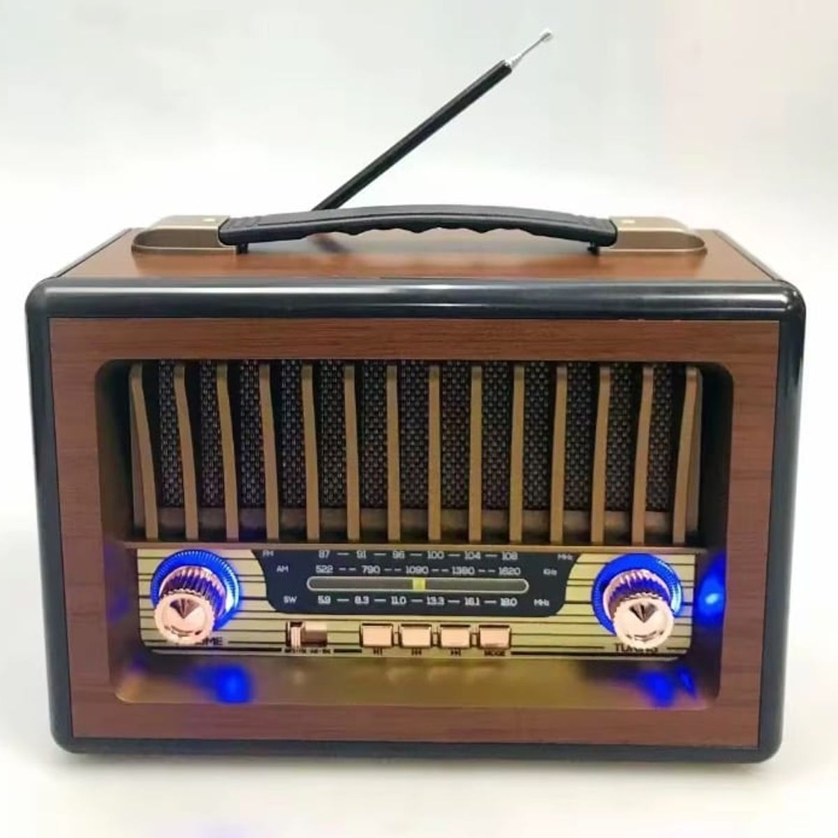 GENERICO - Radio Portátil Vintage de Madera M-1916BT Usb Sd Mp3