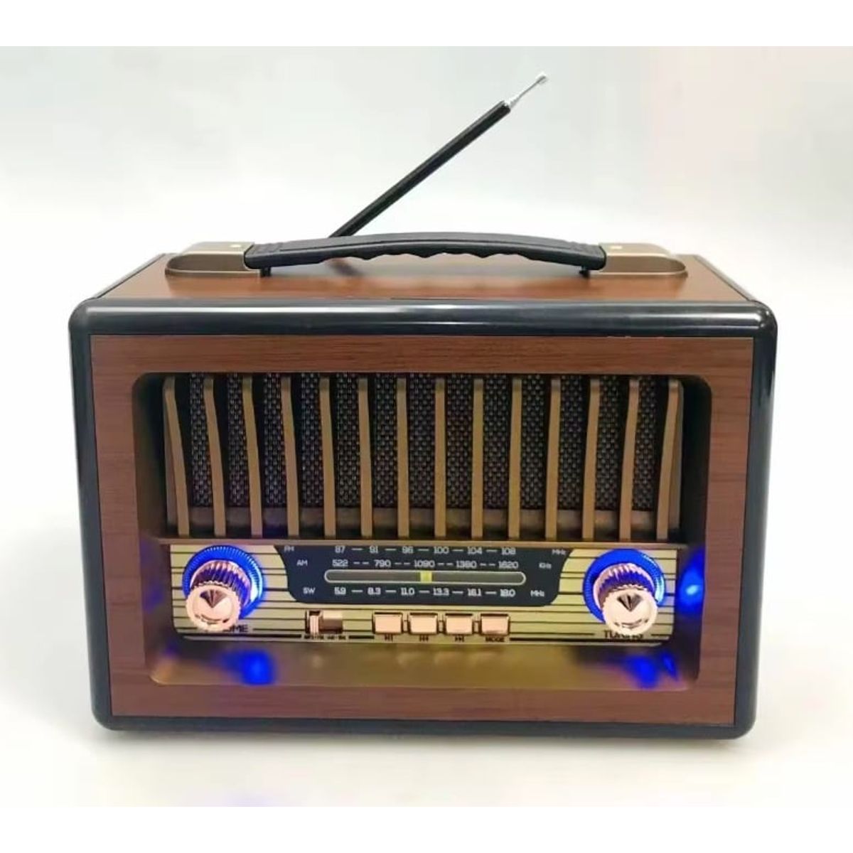GENERICO - Radio Portátil Vintage de Madera M-1916BT Usb Sd Mp3