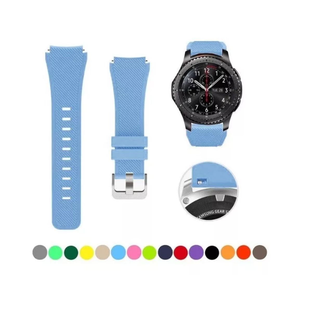 GENERICO - Correa De Silicona Para Samsung Galaxy Watchs3 -gt2 46mm 22m-CELESTE