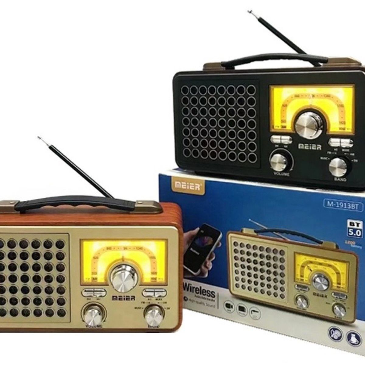 GENERICO - Radio Vintage Bluetooth Sd Usb Meier 1913BT