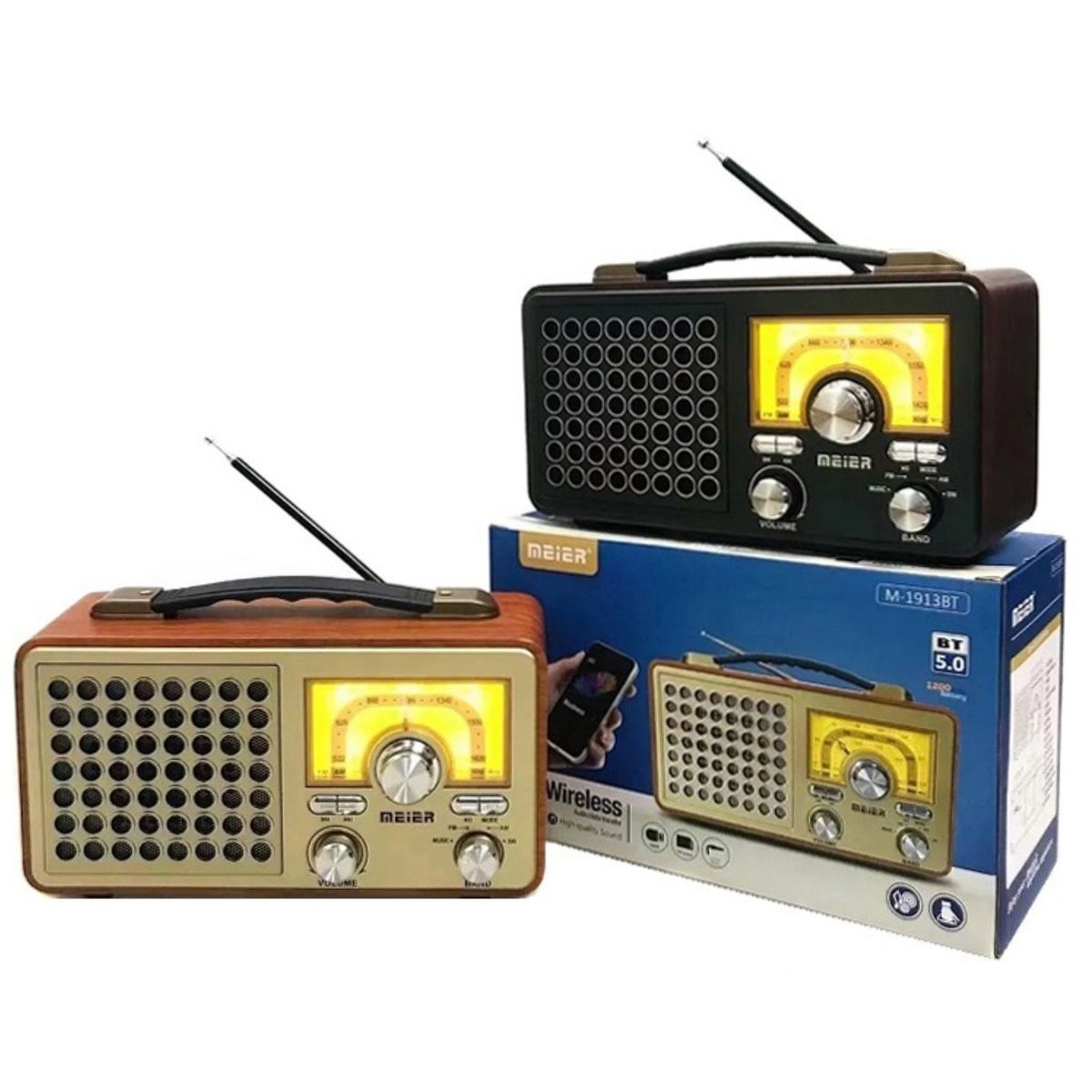 GENERICO - Radio Vintage Bluetooth Sd Usb Meier 1913BT