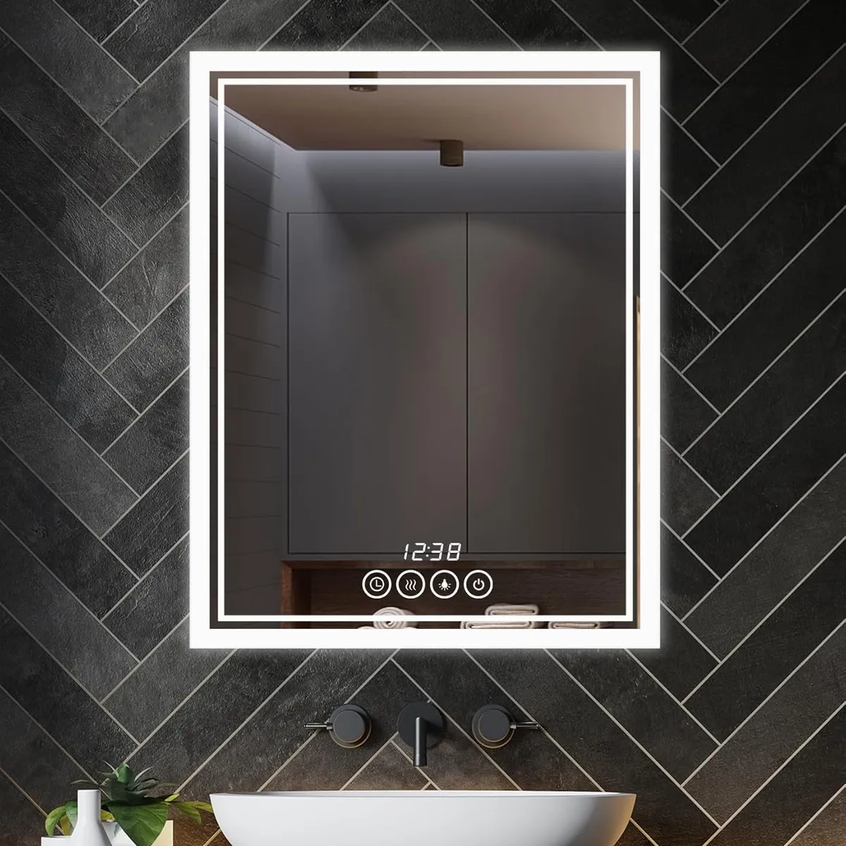 BLUEDREAMER - Espejo de baño inteligente montado en la pared de 20 x 28 pulgadas