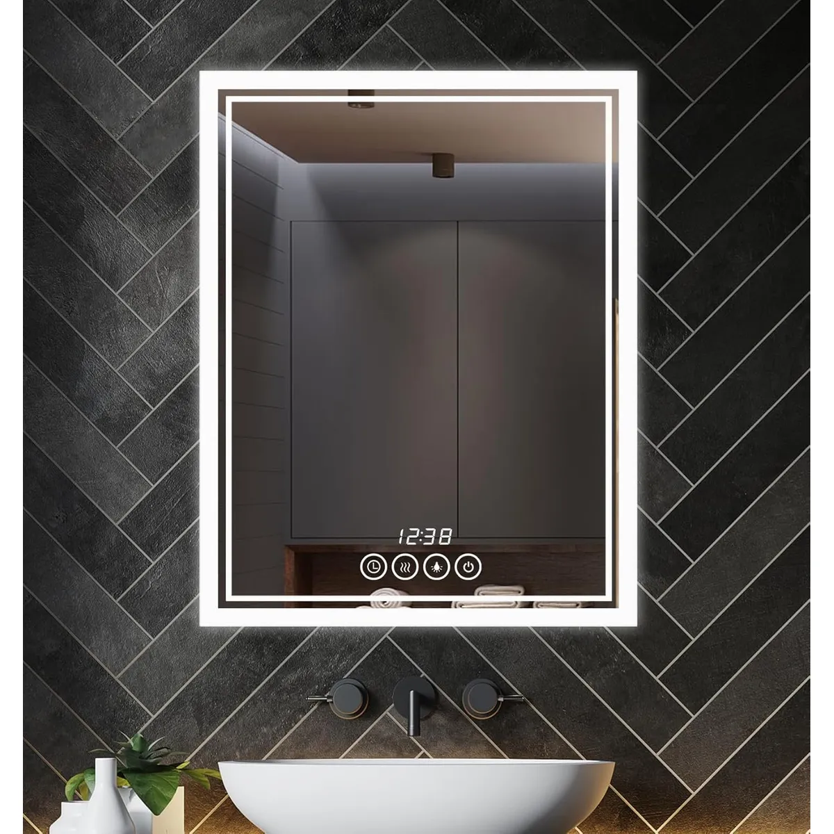 BLUEDREAMER - Espejo de baño inteligente montado en la pared de 20 x 28 pulgadas