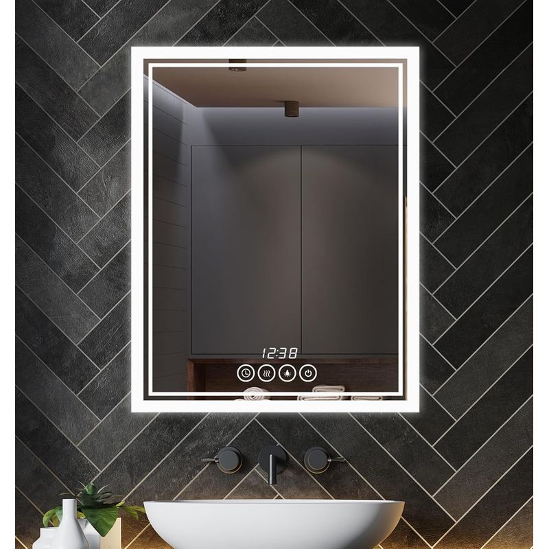 BLUEDREAMER - Espejo de baño inteligente montado en la pared de 20 x 28 pulgadas