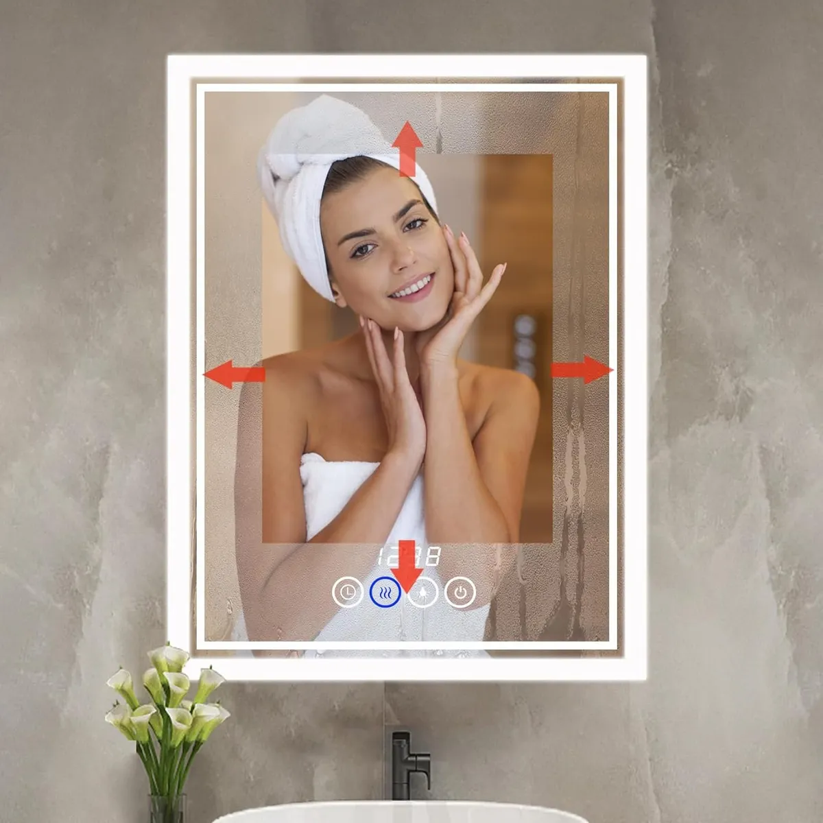 BLUEDREAMER - Espejo de baño inteligente montado en la pared de 20 x 28 pulgadas