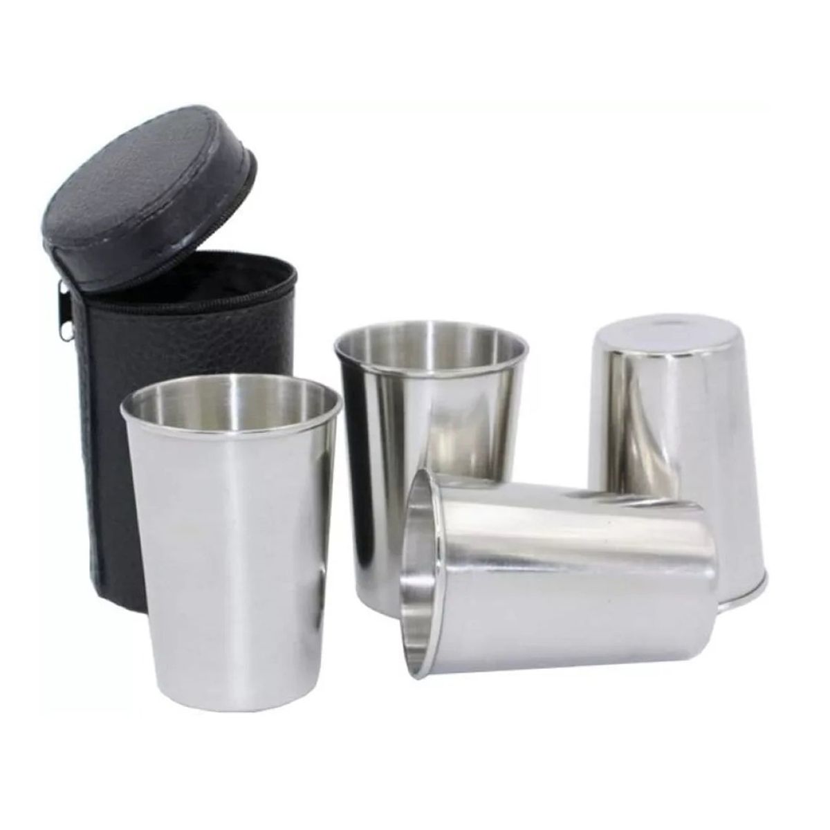 GENERICO - Set X4 De Vasos Acero Inoxidable De Camping Caza Set Vasos
