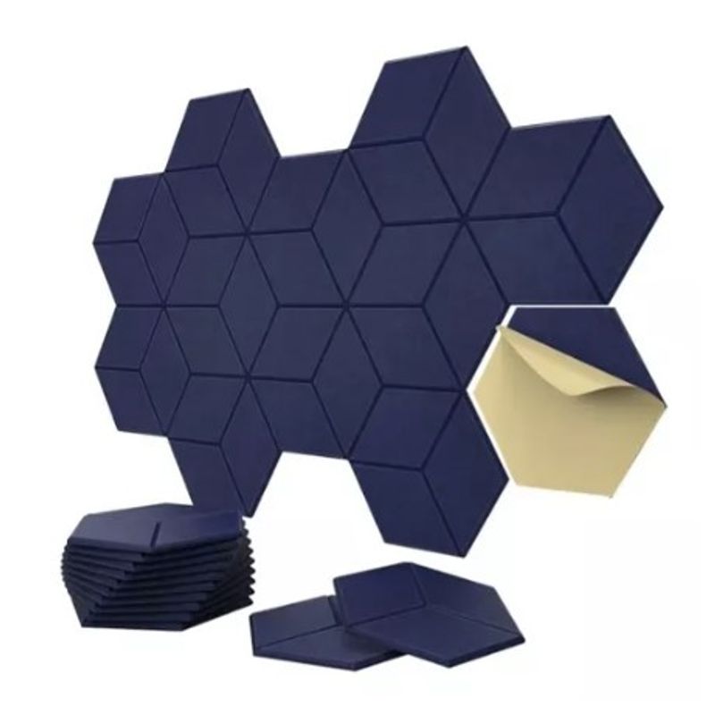 GENERICO - Panel Acústico Hexagonal Autoadhesivo Pack X12 Azul XSJ-10181
