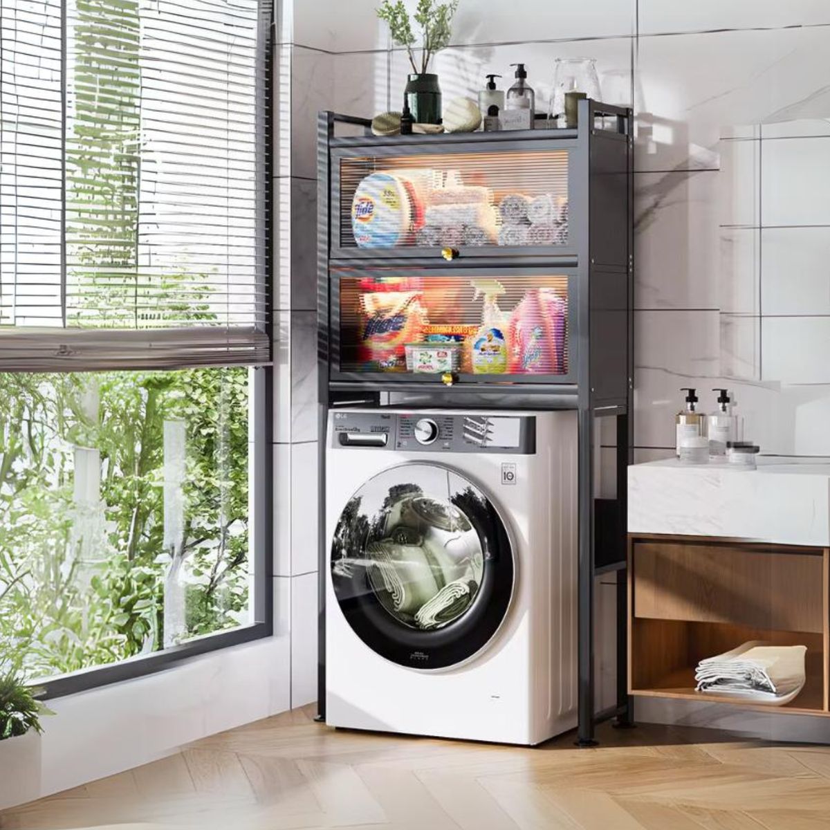 SANTU HOME & DECO - Organizador Para Lavandería Estante 2 Niveles Lavadora