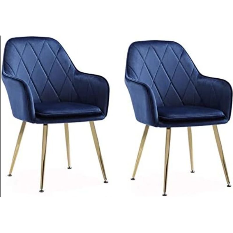GENERICO - PACK 2 POLTRONA LUX AZUL PATAS DORADAS