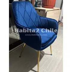 GENERICO - PACK 2 POLTRONA LUX AZUL PATAS DORADAS