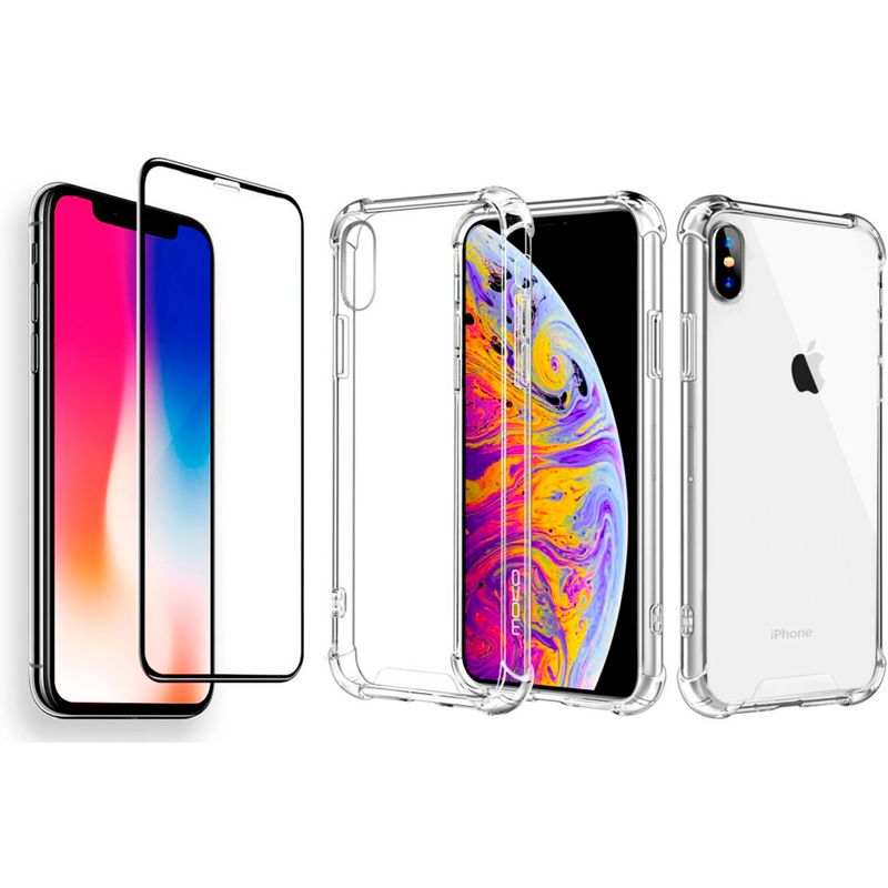 JOIGO - Carcasa Para iPhone X / XS Transparente + Lamina