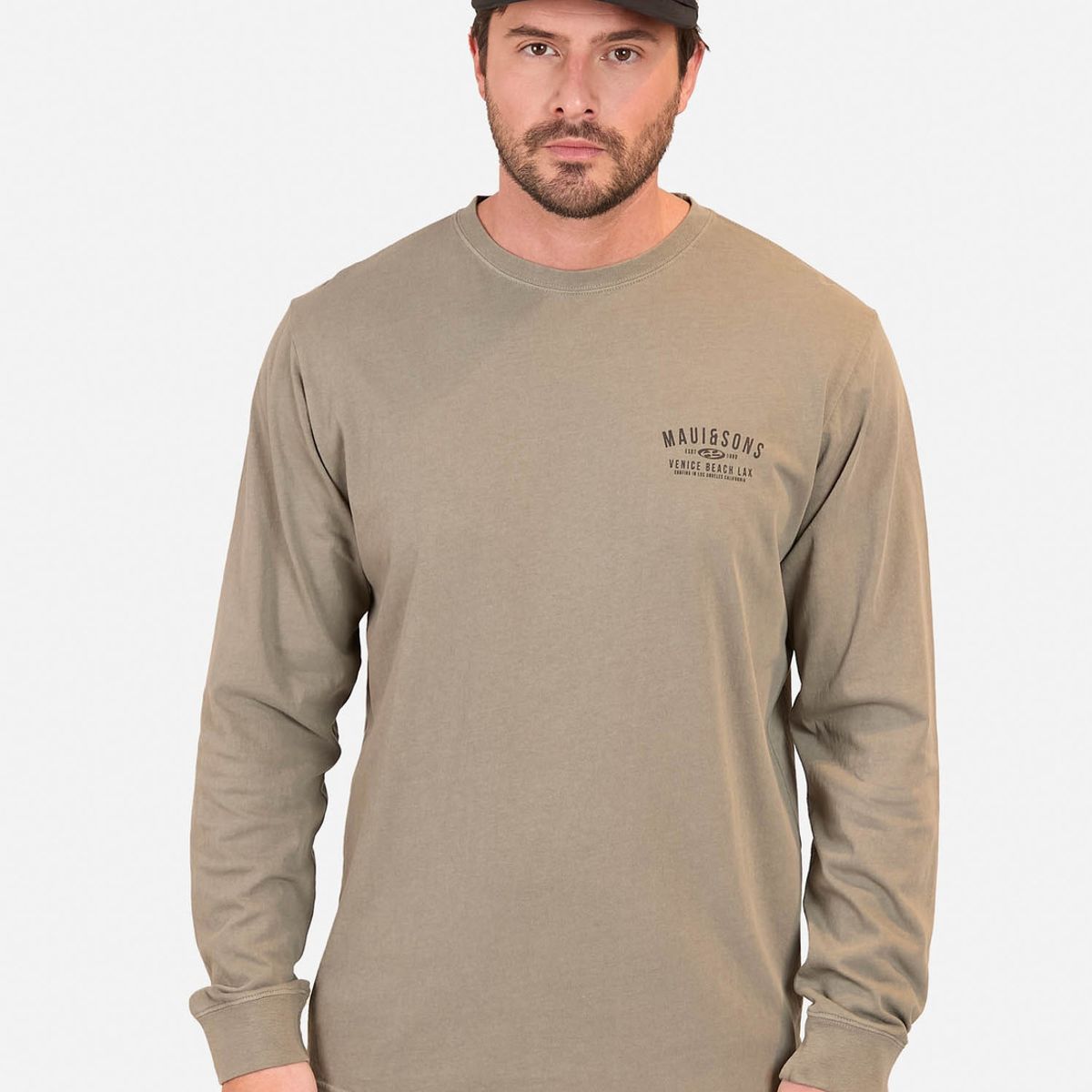 MAUI AND SONS - Polera ML Venice Beach Hombre Verde Maui And Sons