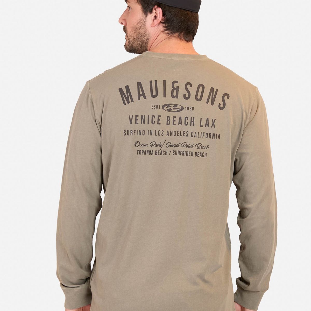 MAUI AND SONS - Polera ML Venice Beach Hombre Verde Maui And Sons