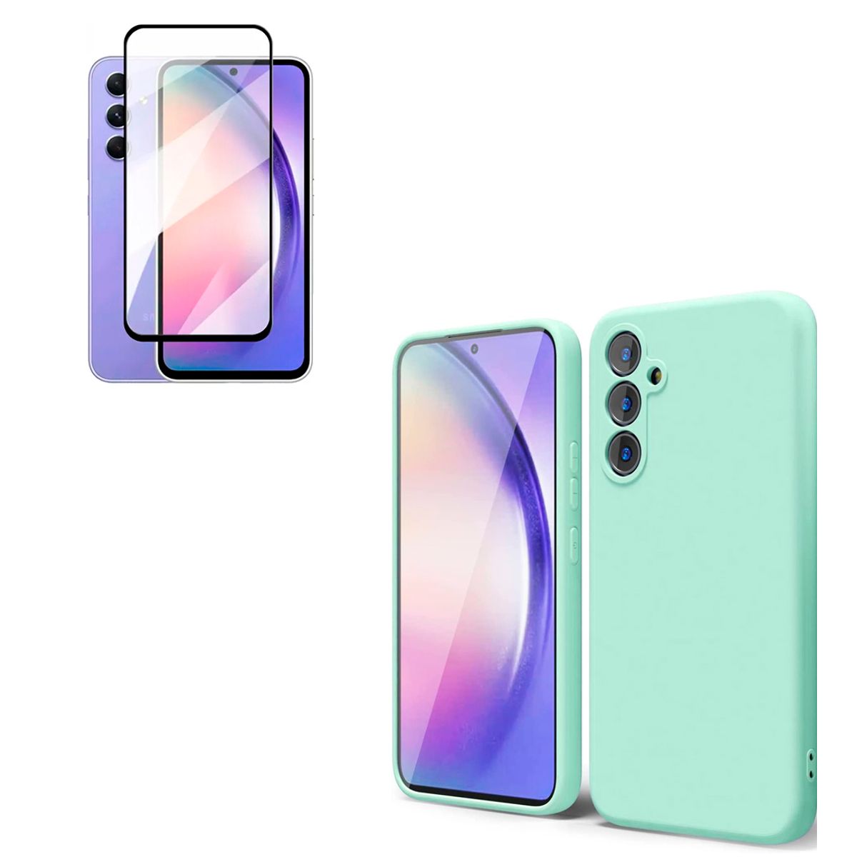 JOIGO - Carcasa Para Samsung A24 + Lamina Vidrio Templado Turquesa