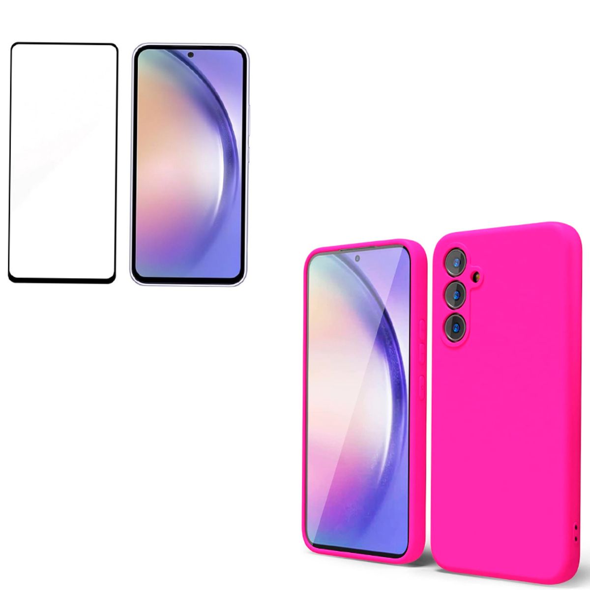JOIGO - Carcasa Para Samsung A24 + Lamina de Vidrio Templado Fucsia