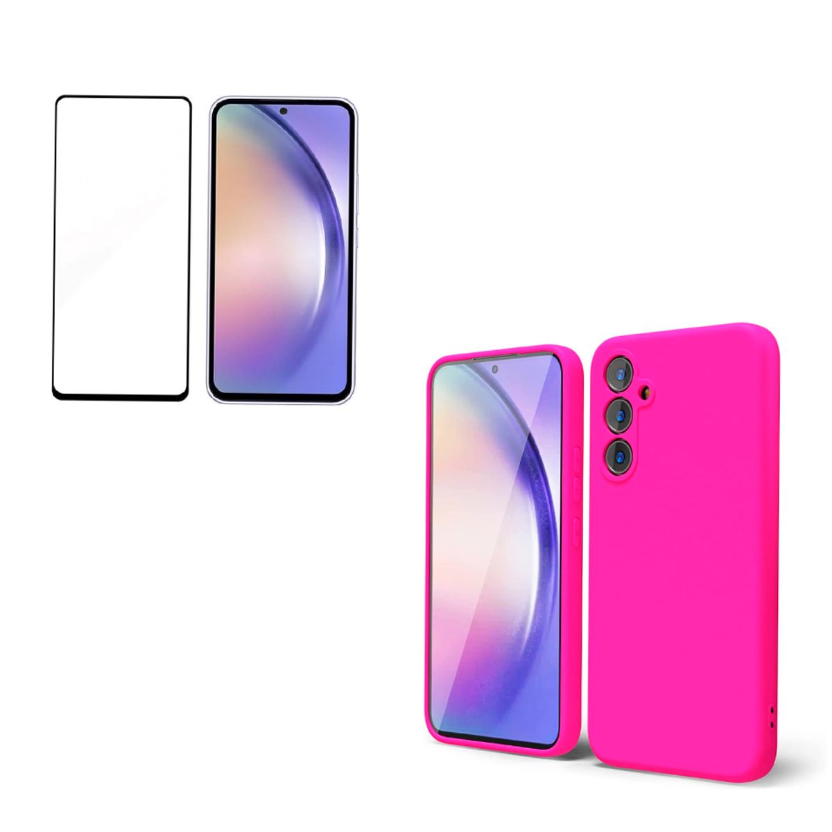 JOIGO - Carcasa Para Samsung A24 + Lamina de Vidrio Templado Fucsia