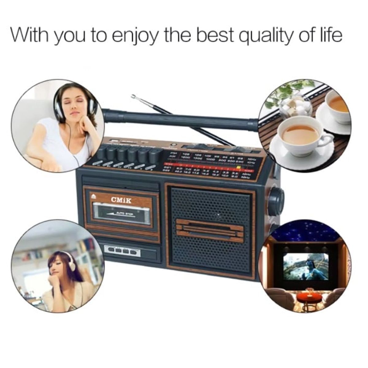 GENERICO - Radio Vintage Portatil Bluetooth Sd Usb Cmik Mk130