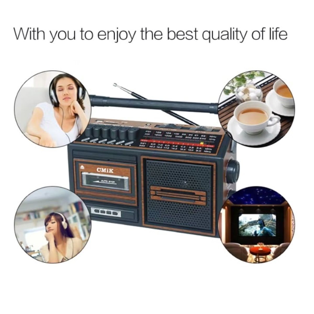 GENERICO - Radio Vintage Portatil Bluetooth Sd Usb Cmik Mk130