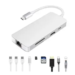 GENERICO - Hub Usb Tipo C, 8 En 1, Para Mac / Windows