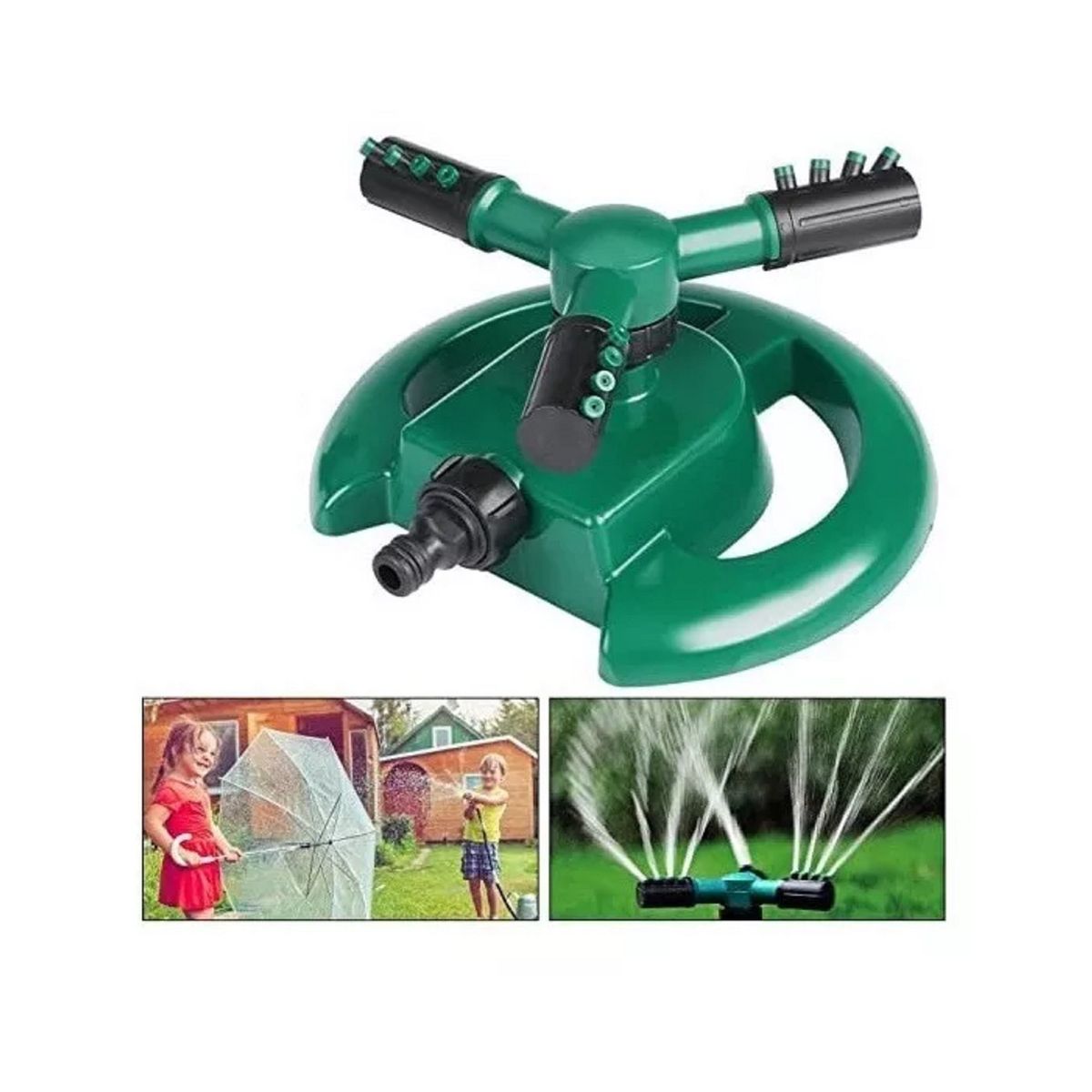 GENERICO - Aspersor De Riego Rociador De Agua Gira 360° 3 Brazos Jardín
