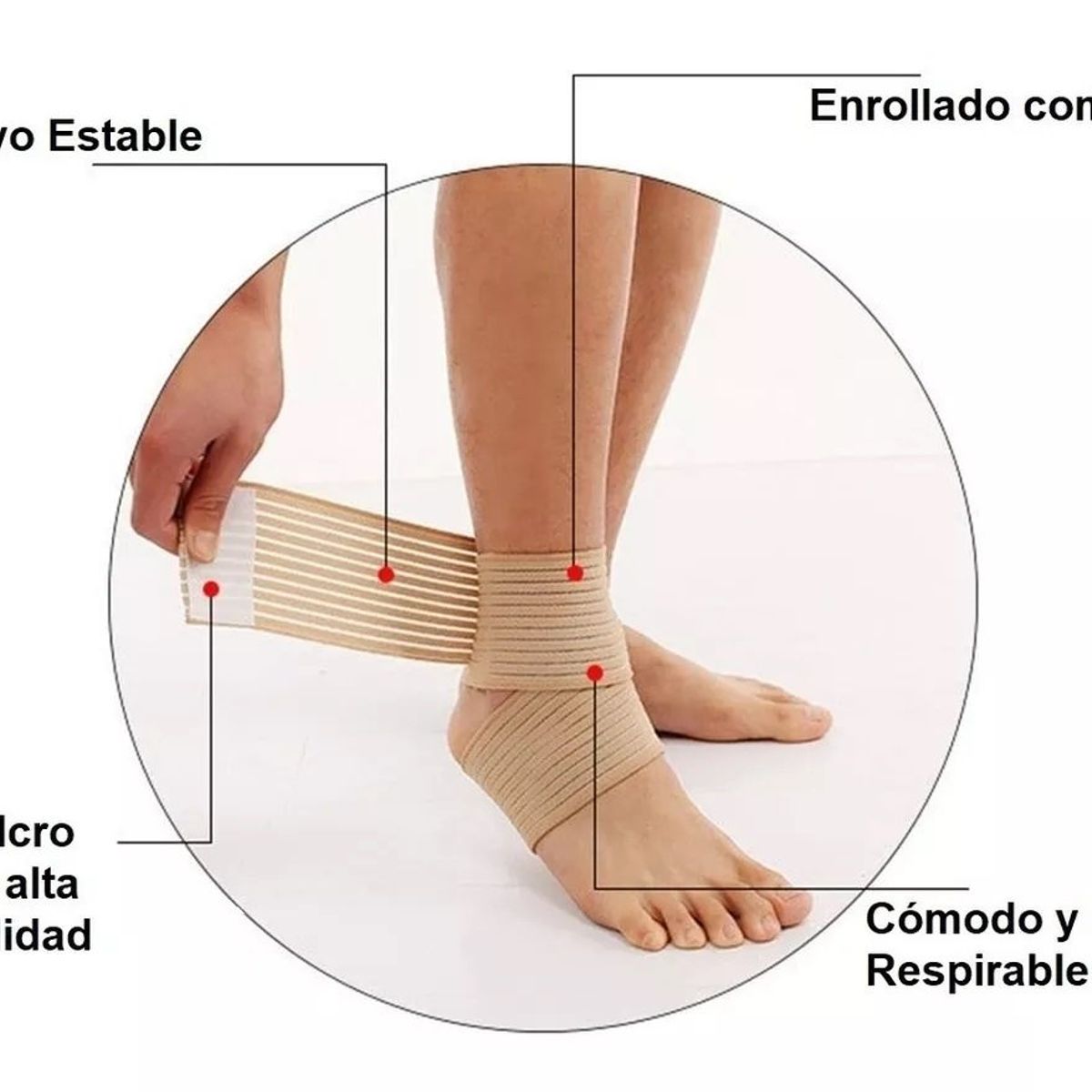 GENERICO - 2 Vendas Elásticas De Compresión Para Tobillo Codo Rodilla