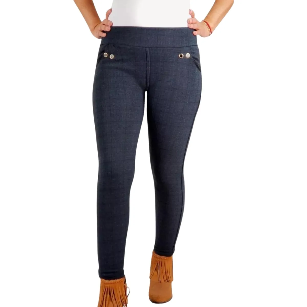 LIKE SHOP - Pantalón Calza Forro Piel Bolsillo Tiro Alto 31