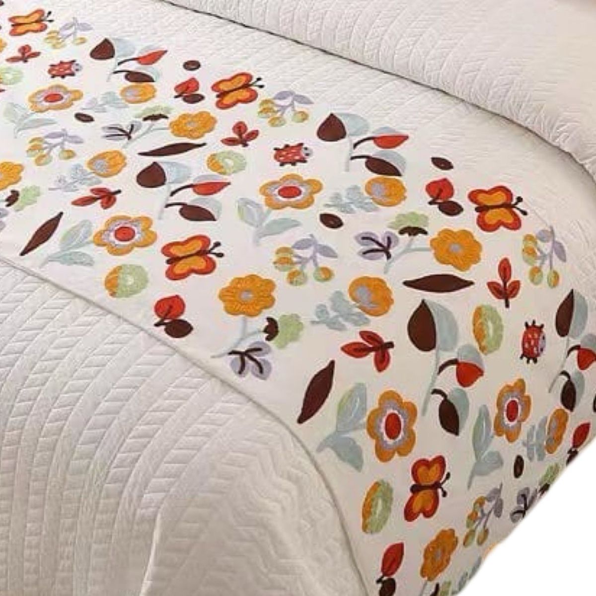 GENERICO - Piecera Bordada para Cama - Sin Fundas de Cojín D9