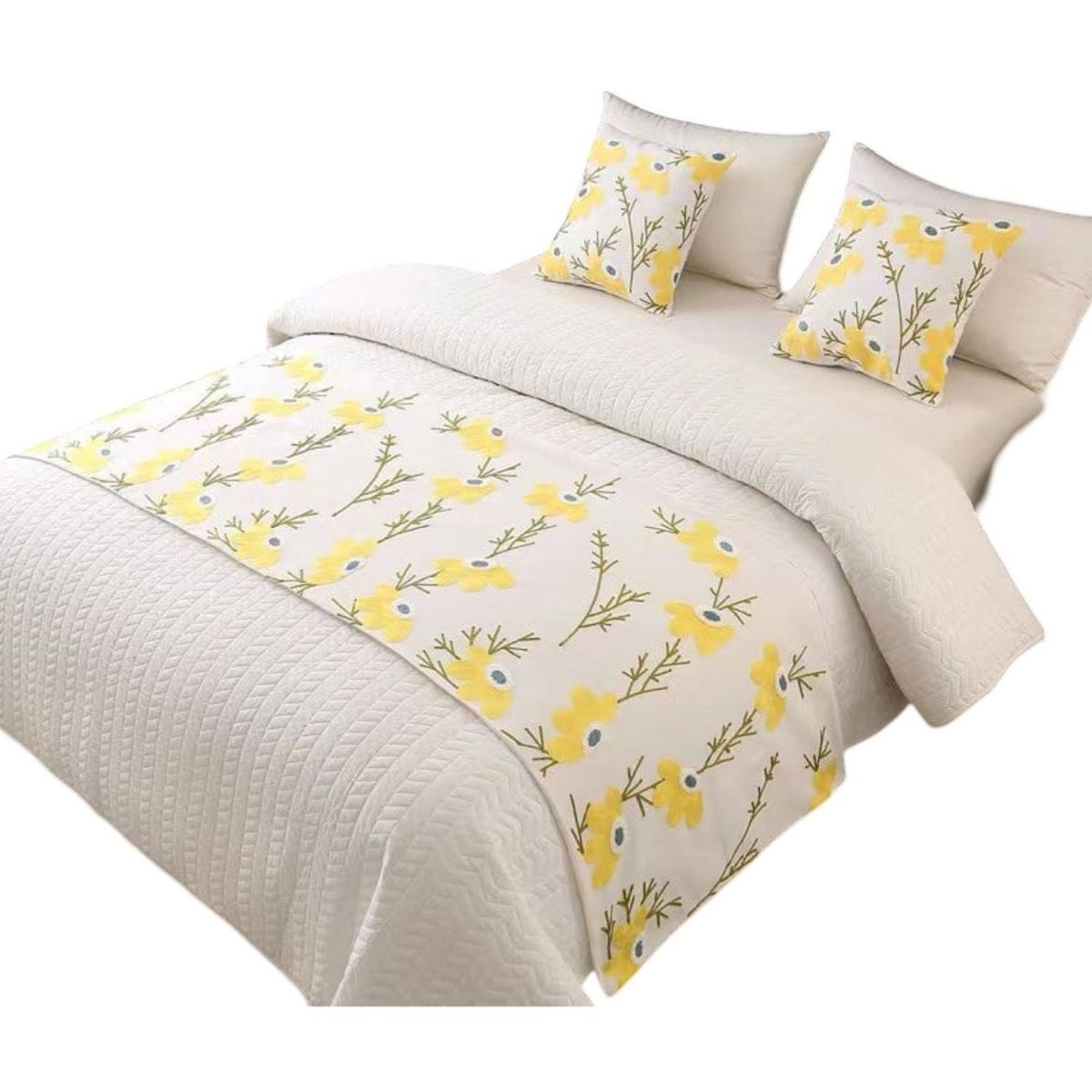 GENERICO - Piecera Bordada para Cama - Sin Fundas de Cojín D7