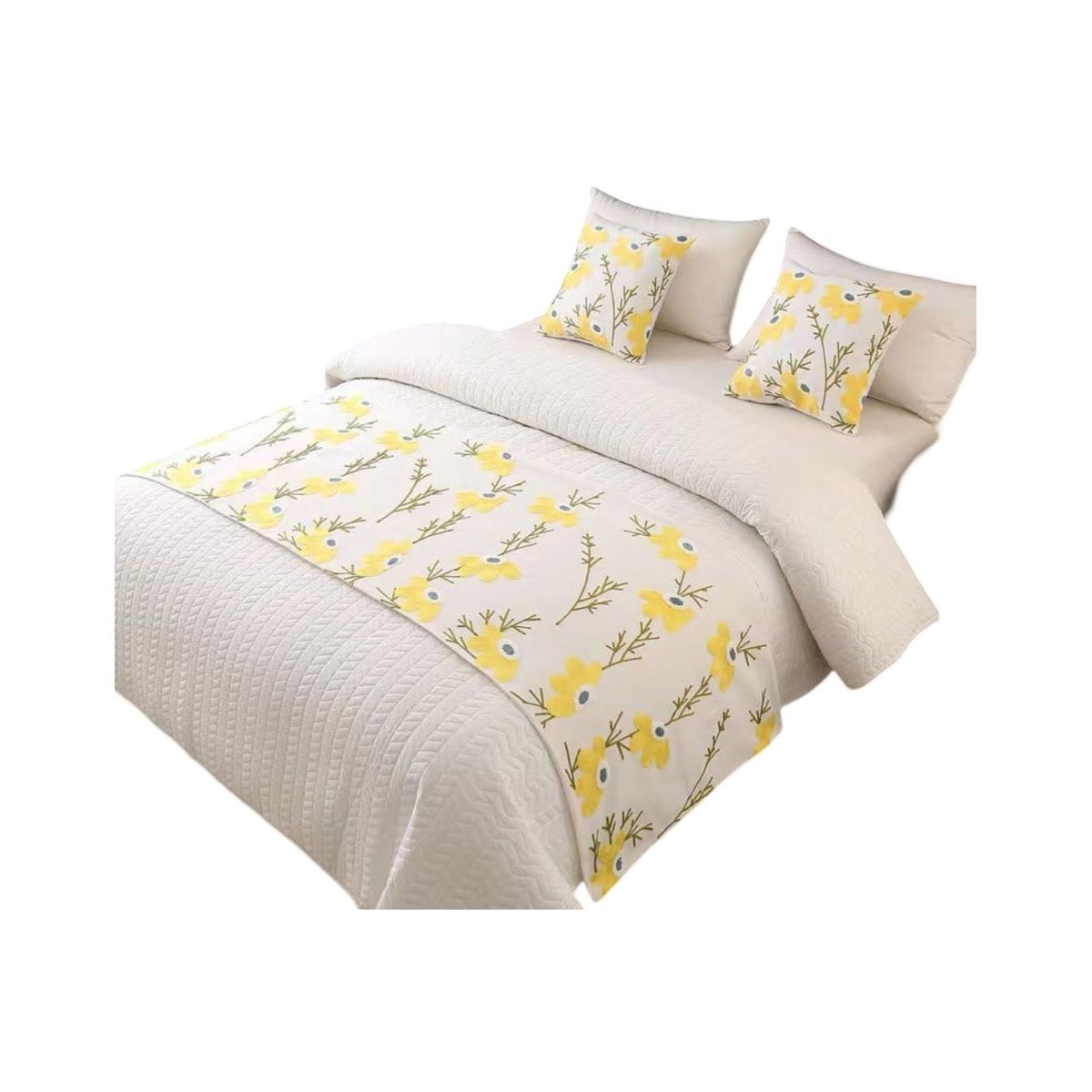 GENERICO - Piecera Bordada para Cama - Sin Fundas de Cojín D7