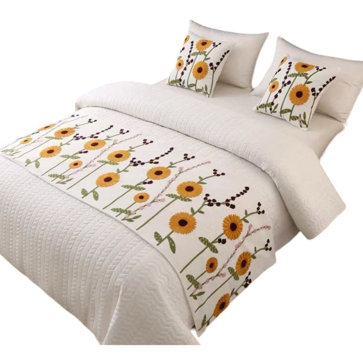 GENERICO - Piecera Bordada para Cama - Sin Fundas de Cojín D8