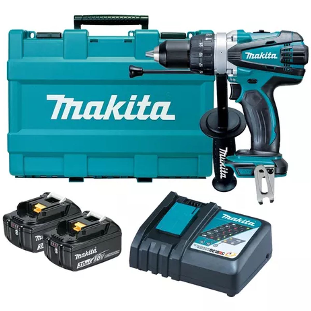 MAKITA - TALADRO PERCUTOR 1/2" 18 V., 3.0Ah (DHP458RFE) MAKITA