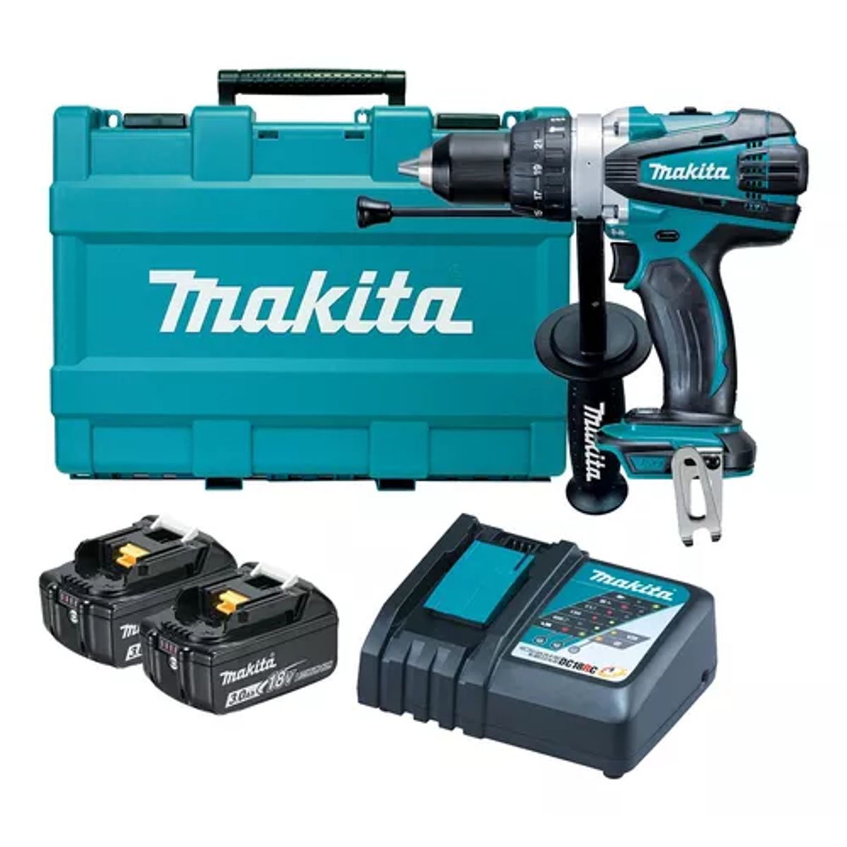 MAKITA - TALADRO PERCUTOR 1/2" 18 V., 3.0Ah (DHP458RFE) MAKITA