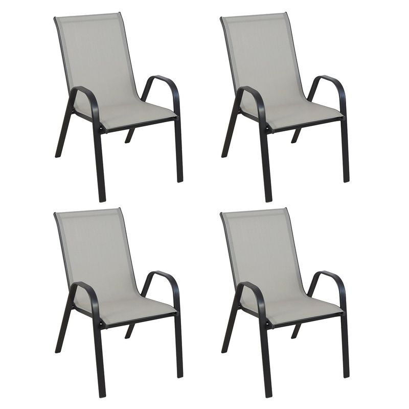 NOVAHUS - PACK 4 SILLAS DE TERRAZA  TEXTILENO Y ACERO